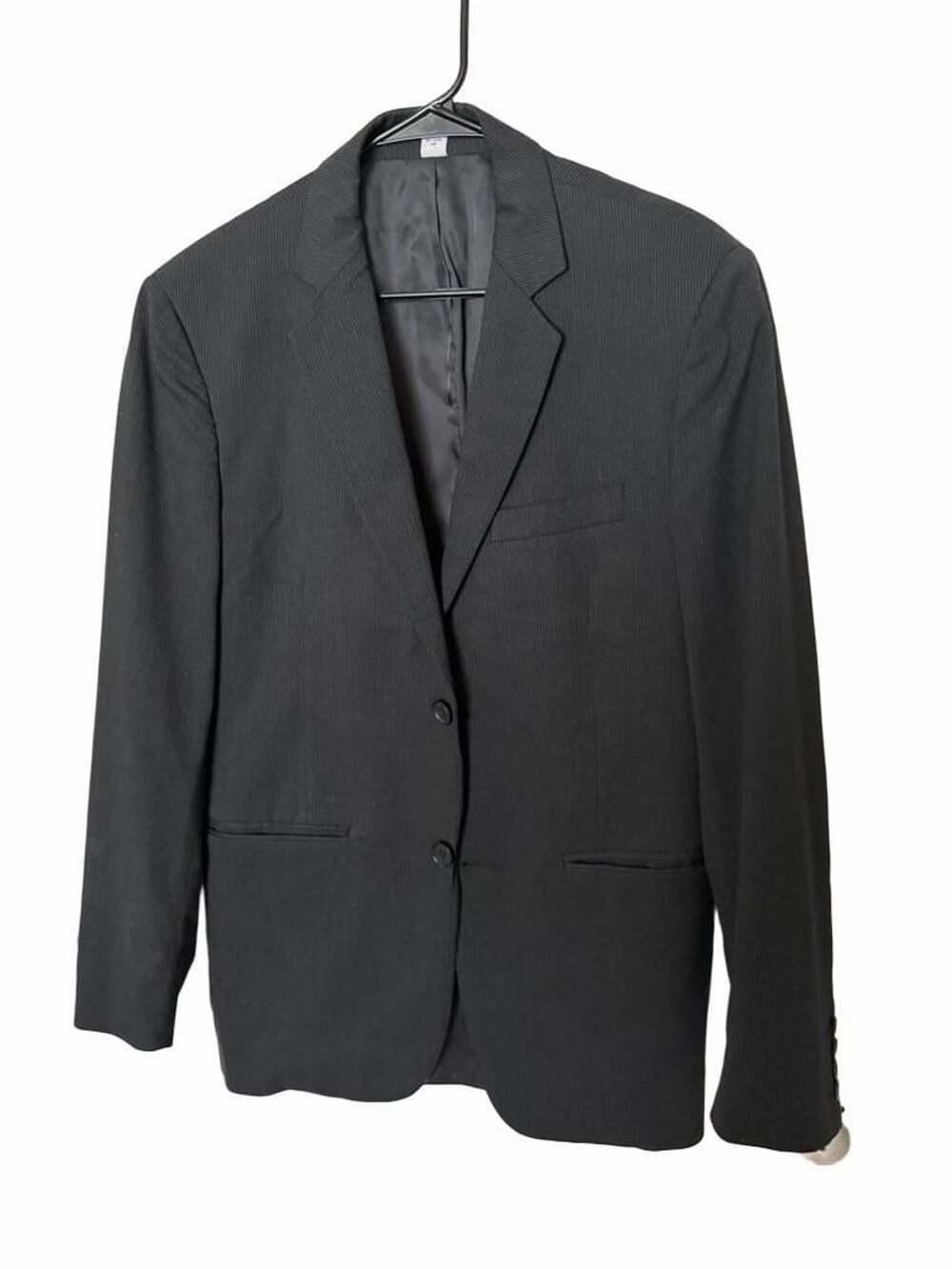 Calvin Klein Men's Black Pinstripe Two-Button Suit Jacket Blazer Size S